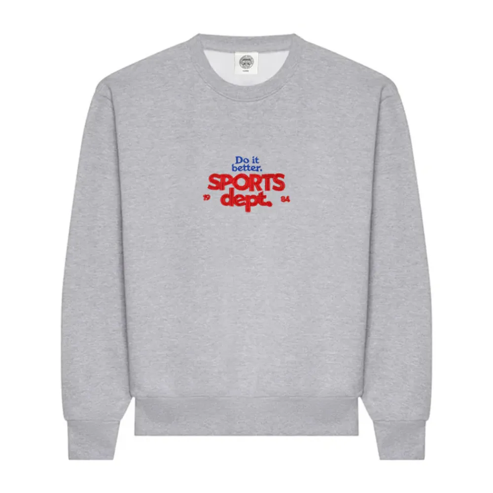 Vice 84 'Sports Dept' Heavyweight Embroidered Sweater - Ash