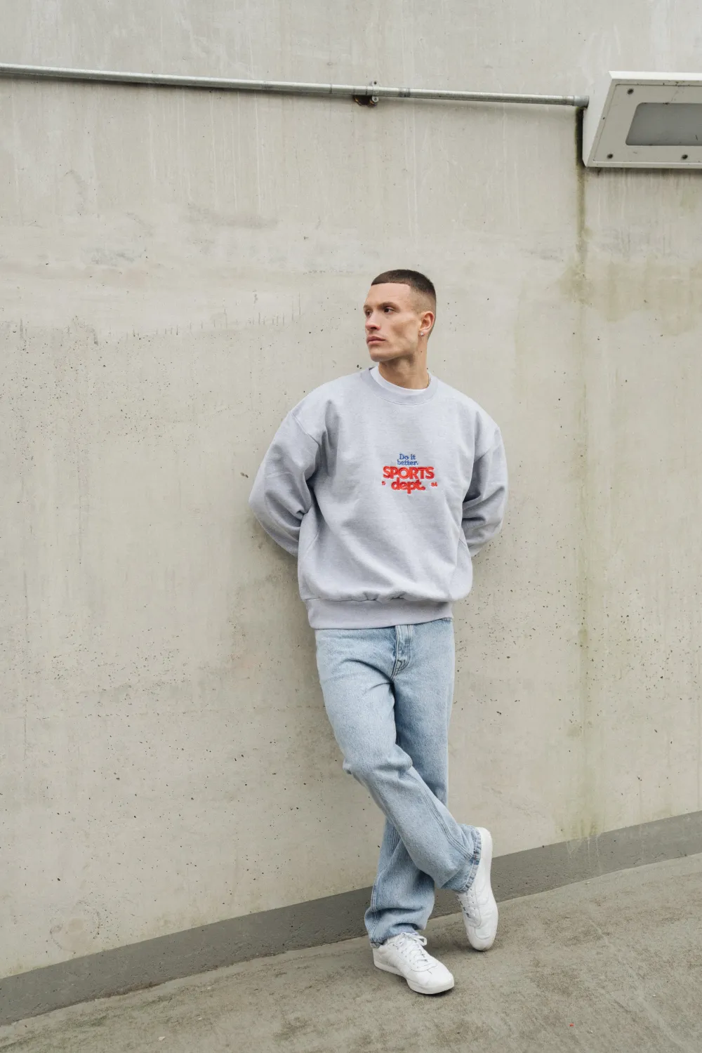 Vice 84 'Sports Dept' Heavyweight Embroidered Sweater - Ash