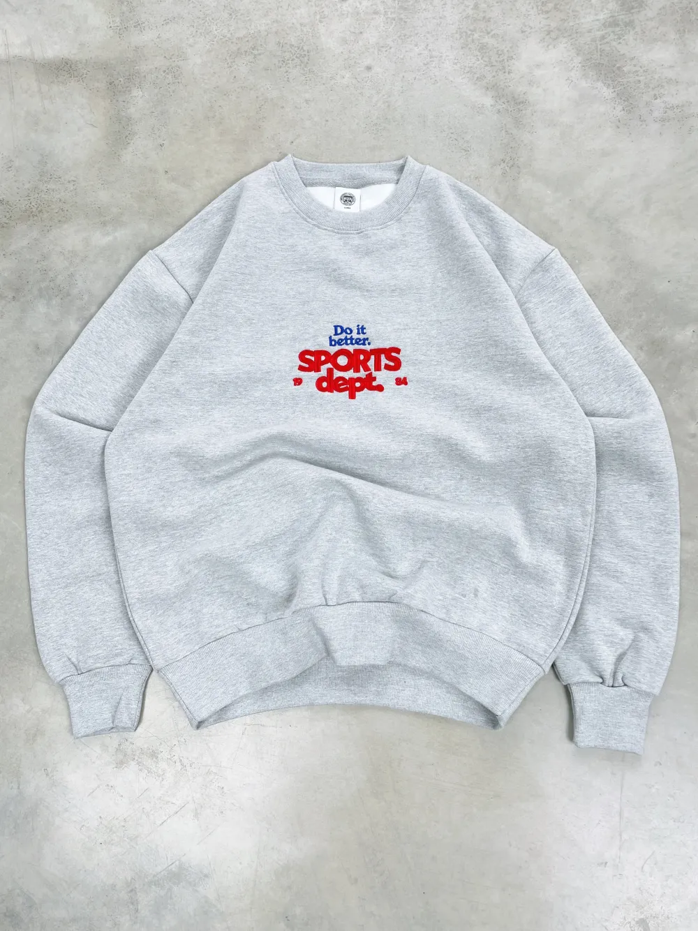 Vice 84 'Sports Dept' Heavyweight Embroidered Sweater - Ash