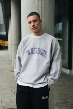 Vice 84 'Underdogs' Vintage Washed Sweater - Ash Grey