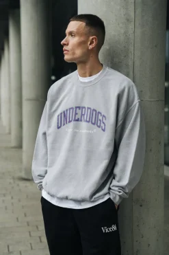 Vice 84 'Underdogs' Vintage Washed Sweater - Ash Grey
