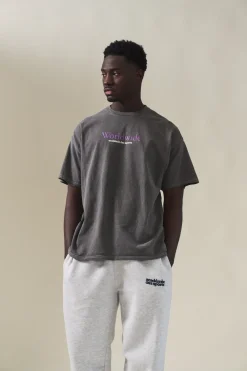 Vice 84 'Worldwide' Vintage Washed Tee - Charcoal