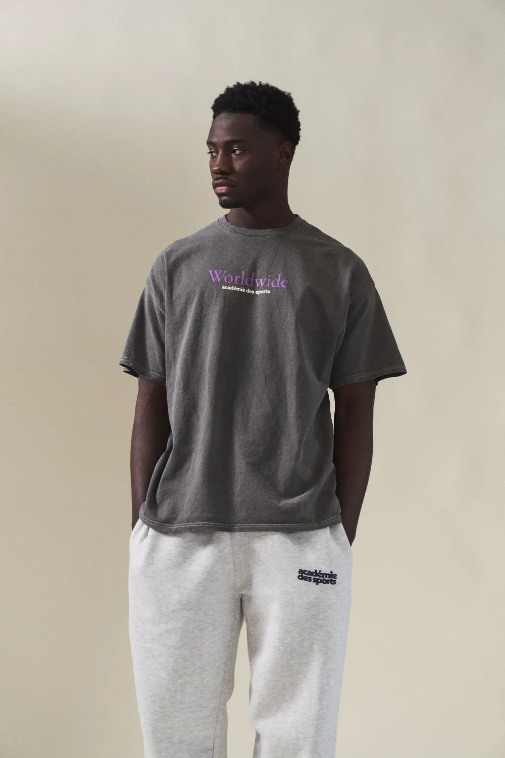 Vice 84 'Worldwide' Vintage Washed Tee - Charcoal