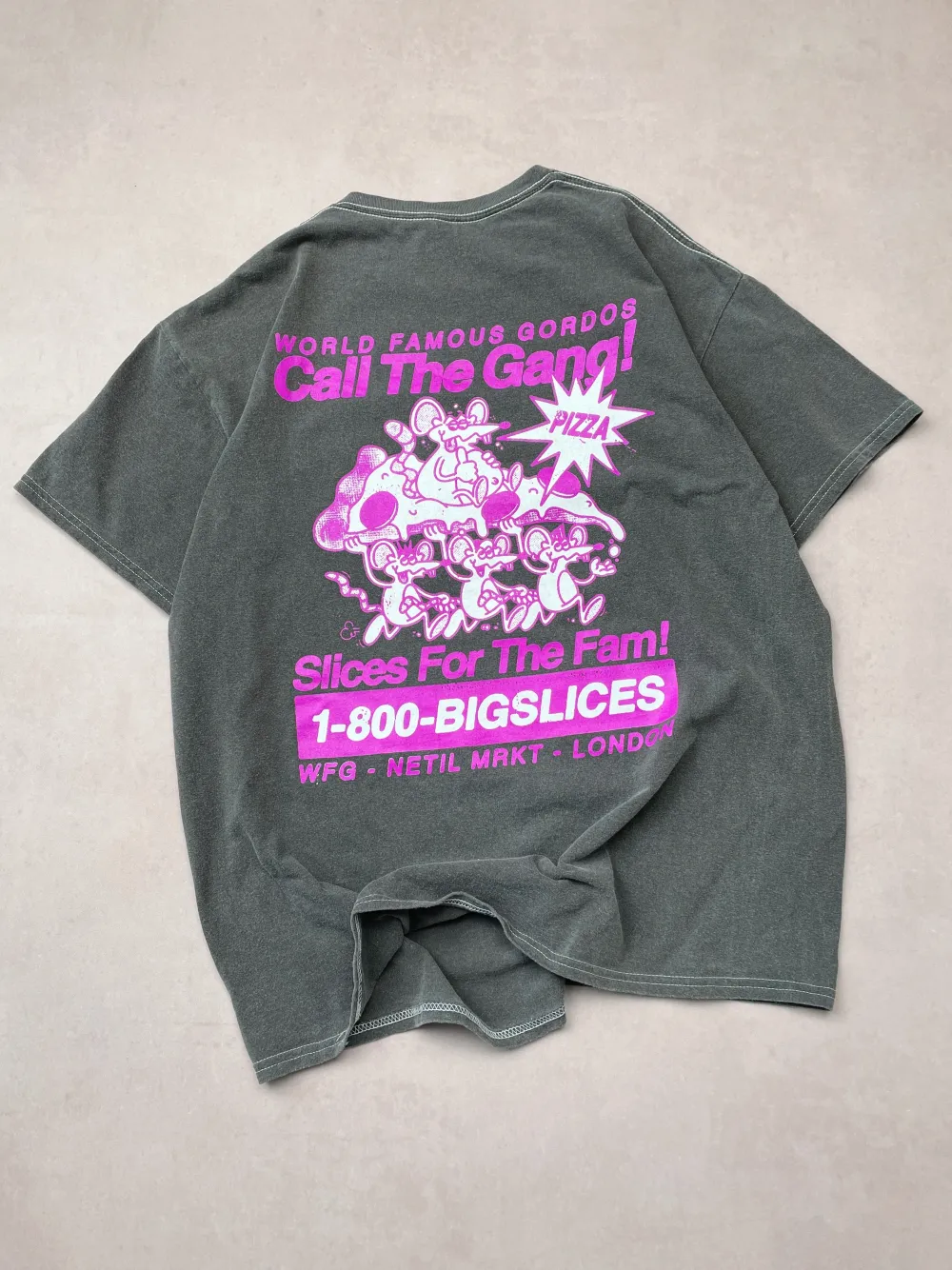 Gordos Pizzeria World Famous Gordos 'Call The Gang' Vintage Washed Tee - Black