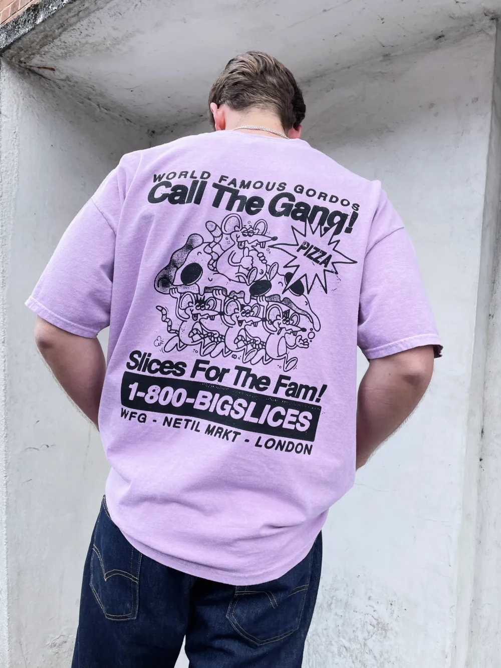 Gordos Pizzeria World Famous Gordos 'Call The Gang' Vintage Washed Tee - Pink