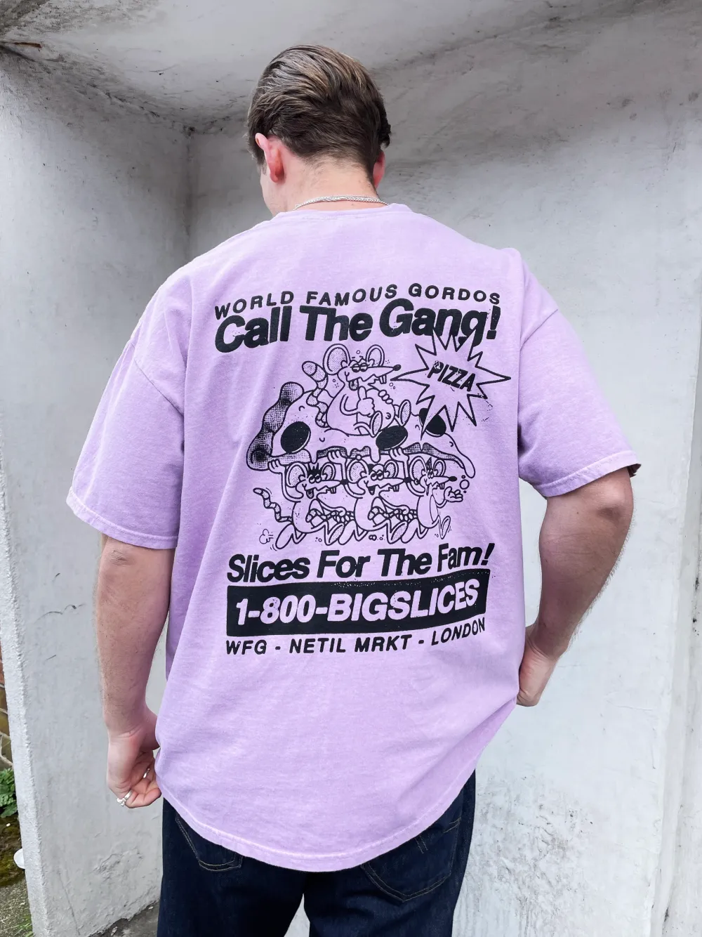 Gordos Pizzeria World Famous Gordos 'Call The Gang' Vintage Washed Tee - Pink