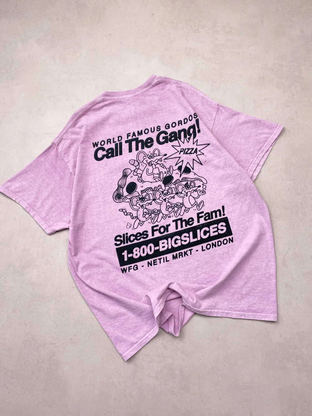 Gordos Pizzeria World Famous Gordos 'Call The Gang' Vintage Washed Tee - Pink
