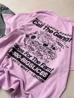 Gordos Pizzeria World Famous Gordos 'Call The Gang' Vintage Washed Tee - Pink