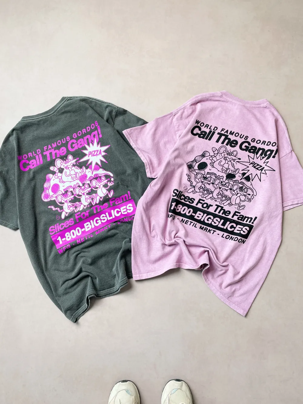Gordos Pizzeria World Famous Gordos 'Call The Gang' Vintage Washed Tee - Pink